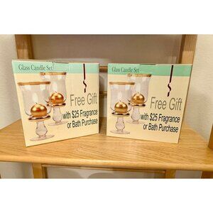 Two Sets of glass hurricane ball candle holder set